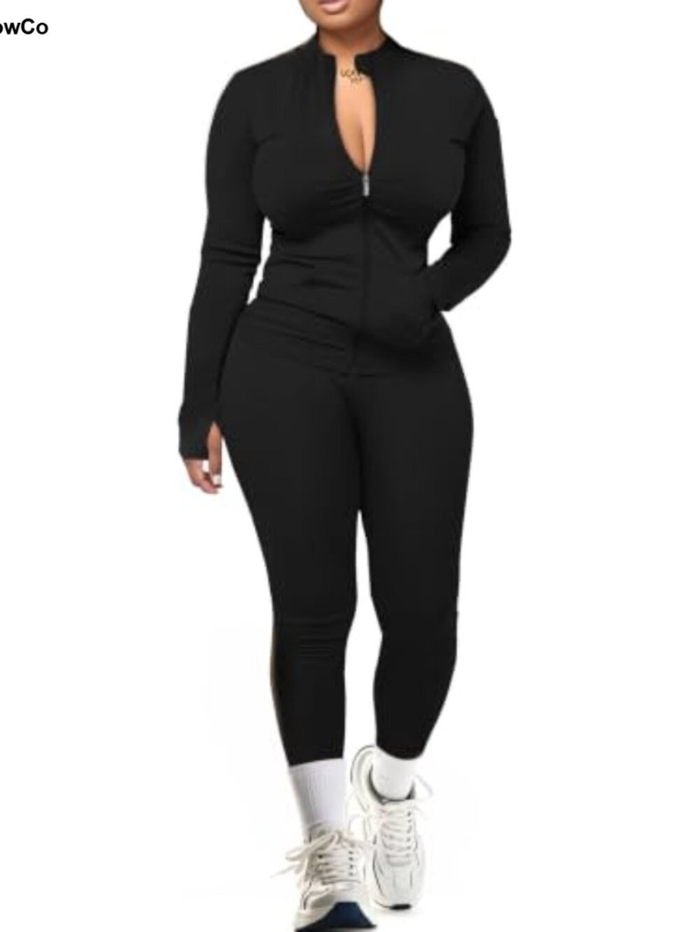 UOUA Women's Workout Set 2 Piece Long Sleeve Zip Up Jacket & Leggings Buttery